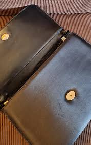 Vintage 1980s Black Satin Look Evening Clutch Bag With Strap ...