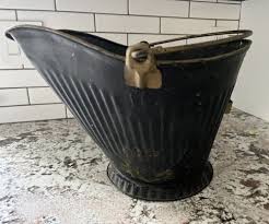 Antique Vintage Black Coal Scuttle Ash Bucket | eBay