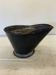 Vintage Galvanized Metal Coal/Ash Bucket Painted Black With ...
