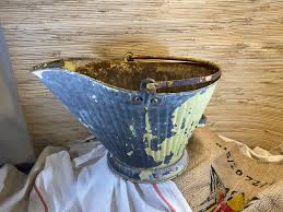 Vintage Galvanized Coal Shuttle Planter - Etsy