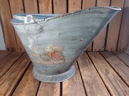 Vintage Painted Coal Bucket Metal Ash Scuttle Fireplace ...