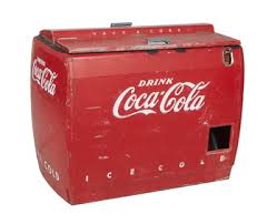 Vintage Coca Cola Floor Model Cooler, The Top With Two Lifting Lids, H. 41 1/2 In., W. 45 In., D.