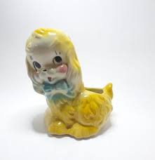 Vintage Ceramic Yellow Dog Planter - Etsy