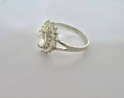 Silver Engagement Ring, Statement Ring Marquis Shaped Zirconia Stone Surrounded by Baguettes Set in a Flair Style Shank in Sterling Silver - Etsy