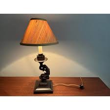 Mid 20th Century Bronze Metal Dolphin Small Table Lamp With ...
