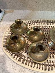 MIdcentury Brass Candlestick Holders – Mismatched Set of 7 ...