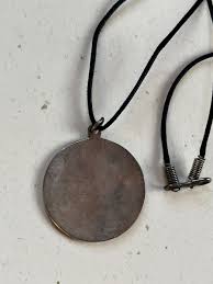 Black Cord w Etched Pisces Two Fish Round Silver Disk ...