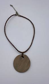 Coldwater Creek Wood and Metal Medallion Brown Faux Leather ...