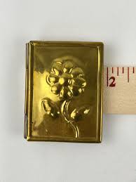 Vintage Brass Plated Small Folding Glass Hand Purse Mirror Raised Flower | eBay