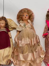 6 VINTAGE PLASTIC DOLLS HAND MADE FANCY DRESSES & HAND PAINTED FACES & SHOES | eBay