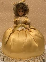 vintage hard plastic doll sleepy eye decorative pin cushion pillow yellow dress | eBay