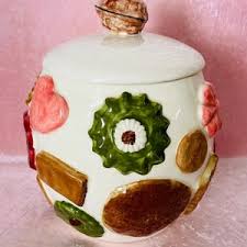 Los Angeles Potteries Cookies All Over Cookie Jar Walnut Lid ...