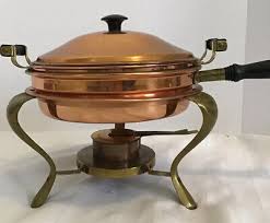 4 Pc Vintage Copper Chafing Dish 9” | eBay