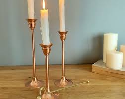 Pure Copper Candlestick Holder Set: Mid-century Modern ...