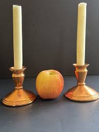 2 Vtg Copper Tapered Candle Holders Farmhouse Colonial ...