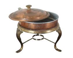 Vintage Lidded Copper Brass Pot Pan Wood Handled Chafing Dish W Warmer Stand - Etsy