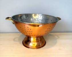 Vintage Footed Copper Colander/ Copper Strainer With Brass Handles / Tin Center/ Farmhouse / Wall Decor - Etsy
