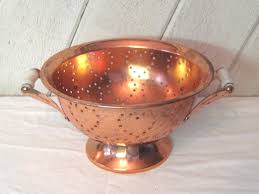 Vintage Copper Colander, Metal Strainer, White Cobalt Blue Ceramic Handles, 1970s, Pedestal Footed, Heart Shapes, Country Farmhouse Decor - Etsy Australia