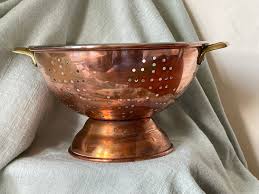 Vintage Copper Colander With Riveted Brass Handles Heavy Copper Strainer With Tin Lining SI1600 - Etsy
