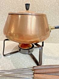 Culinox Spring Switzerland Solid Copper Fondue Pot, Stand ...