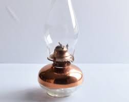 Clear Glass Oil Lamp With Copper Skirt - Etsy
