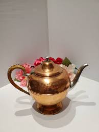 Vintage Flemish Copper Teapot With Bamboo Handle, Old ...