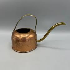 Copper and Brass Watering Can, Vintage Small Copper Can With Brass Handle and Spout (dented and With Calcium Buildup on the Inside) - Etsy