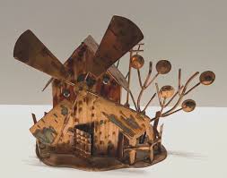 Vintage 1970s Rustic Copper Tin Windmill Metal Decorative ...