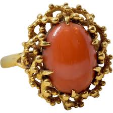 Gorgeous Vintage 18K Yellow Gold Italian Natural Red Coral ...