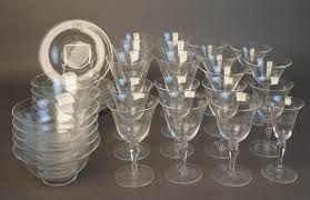 Lot - Crystal Table Service, 40 Pieces, each Monogrammed, H Taller Stem Glasses: 6 in. (15.2 cm.)