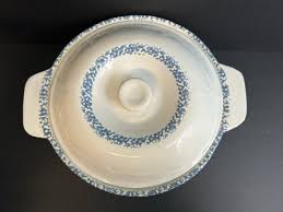 Vintage Corelle Casserole Dish with Lid White with Blue ...