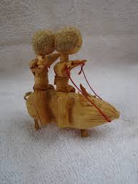 Vintage Cornhusk Flying Pig Christmas Ornament With Children ...