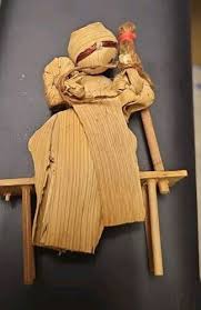 Vintage Handmade Corn Husk Salem Witch Doll Broom Bound ...
