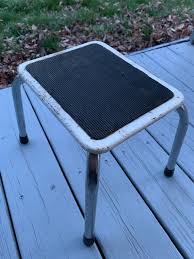 Vintage Step Stool Rustic Farmhouse Industrial White & Black Mid Century Retro Stool Plant Stand Stepstool MCM Display Retro Sturdy Light - Etsy