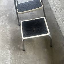 Vtg Cosco Kitchen white Step Stool Chair Flip Up Seat MCM With Extra Step USA | eBay