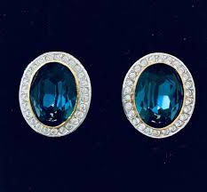 NORDSTROM GOLD TONE LARGE SAPPHIRE IMITATION BUTTON CLIP ON ...