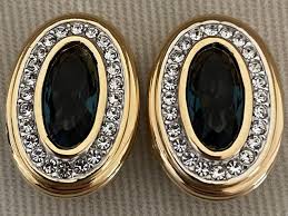 Luxe SAPPHIRE SWAROVSKI Signed Art Deco Clip on ...