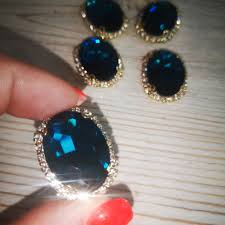 Стразы на цапах пришивные. Кабошон овал. Бирюзовые. - купить ...