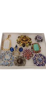 SUPERB COLLECTION OF 9 VINTAGE BROOCHES /PENDANT INCLUDING ...