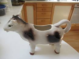 Vintage Porcelain Cow Creamer w/Black Spots & Brown Feet 8"L x 5" H MINT | eBay