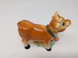 Sonsco Japan Brown Guernsey Cow Ceramic Salt And Pepper ...