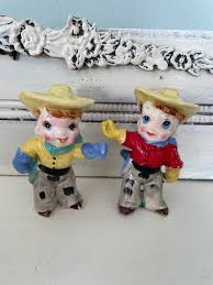 Vintage Japan Cowboy Salt and Pepper Shakers RARE HTF - Etsy