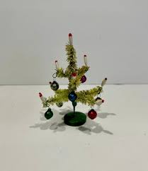 Christmas Feather Tree Miniature 4 Inch With Candles and ...