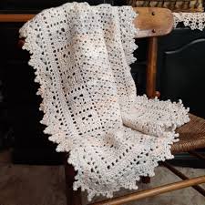 Handmade Crochet Baby Blanket Royalty Shaded Ivory Gray ...