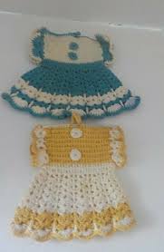 6 Vintage Handmade Crochet Pot Holders Dress Pants Round Rectangle | eBay