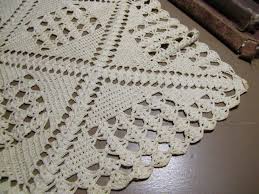 Vintage Crocheted Doily - Dark Ecru - Diamond Shaped Grid ...