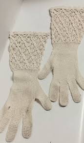 Vintage Womens Beige Crochet Fishnet 13" Long Gloves Size ...
