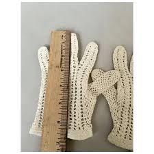 Crocheted Ivory Colored Gloves. For Sale at Ruby Lane