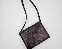 Vintage Brown Crocodile Skin Handbag With Adjustable Shoulder Strap - Etsy