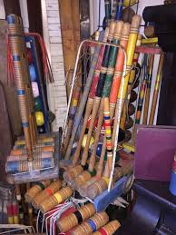 Vintage Six Player Wood Croquet Set With Metal Crate Holder ...